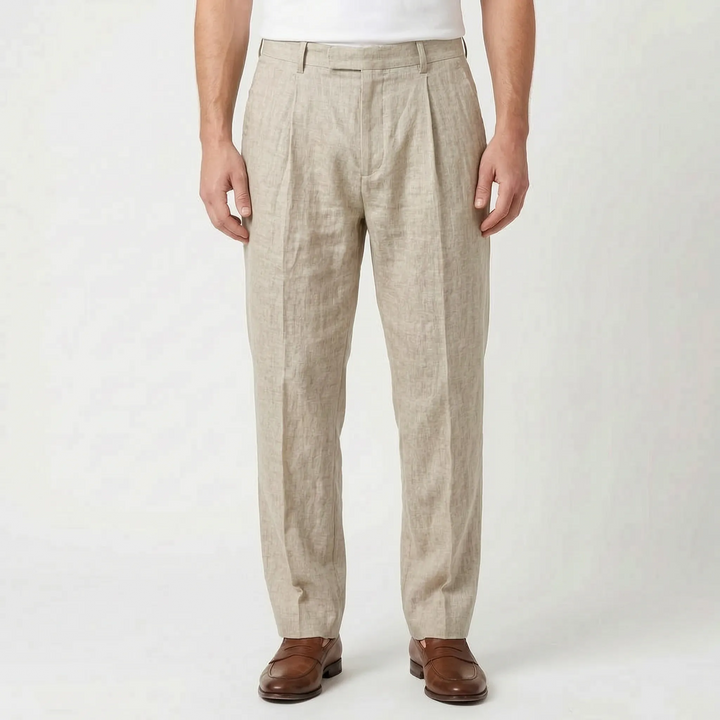 Men's versatile pleated smart casual pants, great for warm weather & various occasions.