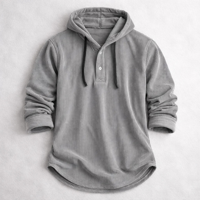 Warm men's plush casual hoodie, perfect for winter layering. Cozy long-sleeve pullover for effortless everyday style.