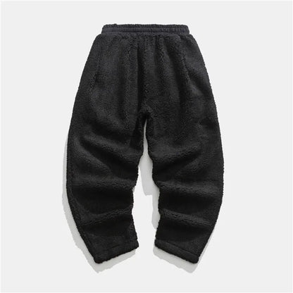 Versatile men's plush sherpa fleece joggers for casual wear, athletic lounging, or warm winter comfort.