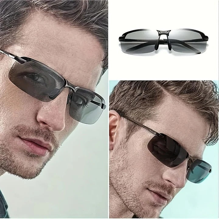 High-performance men's sunglasses with polarized photochromic adaptive lenses for superior UV protection during any activity.