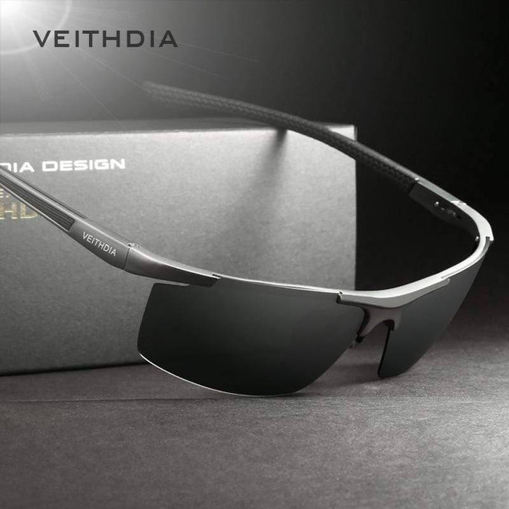 Men's polarized UV400 sunglasses with aluminum magnesium frame, ideal for outdoor activities & driving