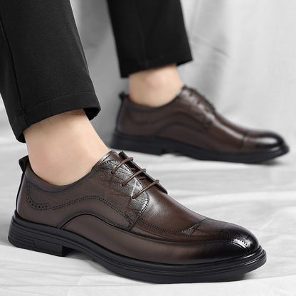 Comfortable & professional men's polished brogue dress shoes, designed for all-day business style.