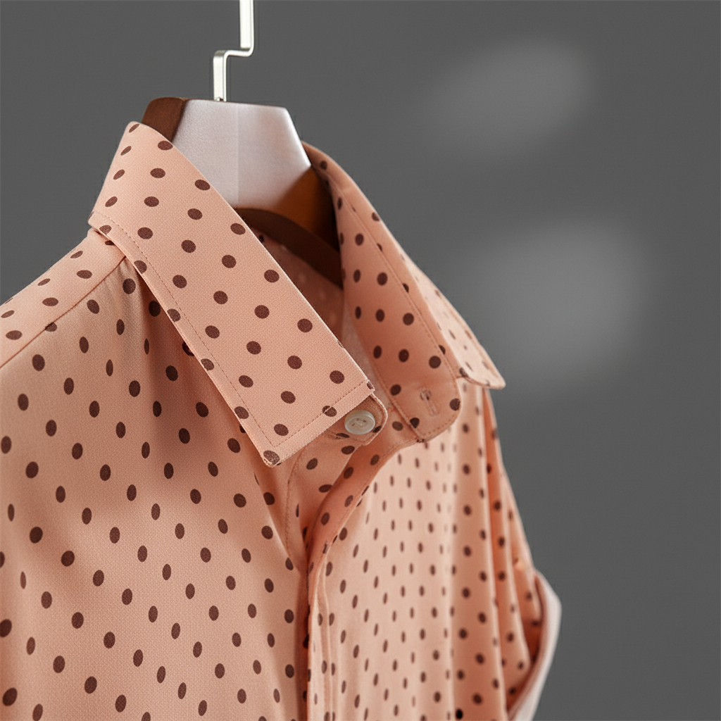 Vibrant men's polka dot summer shirt, perfect short-sleeve casual wear for warm weather.
