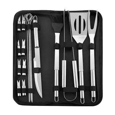 Portable BBQ tool set for men, featuring durable stainless steel grilling utensils for any outdoor adventure.