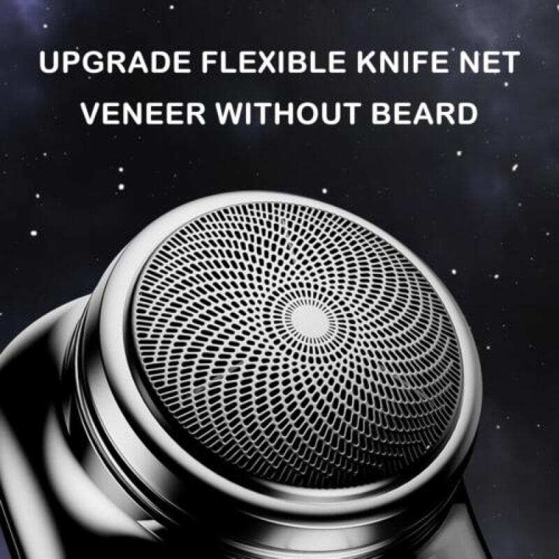 Small portable electric shaver for men, ideal for precision beard trimming and travel grooming.