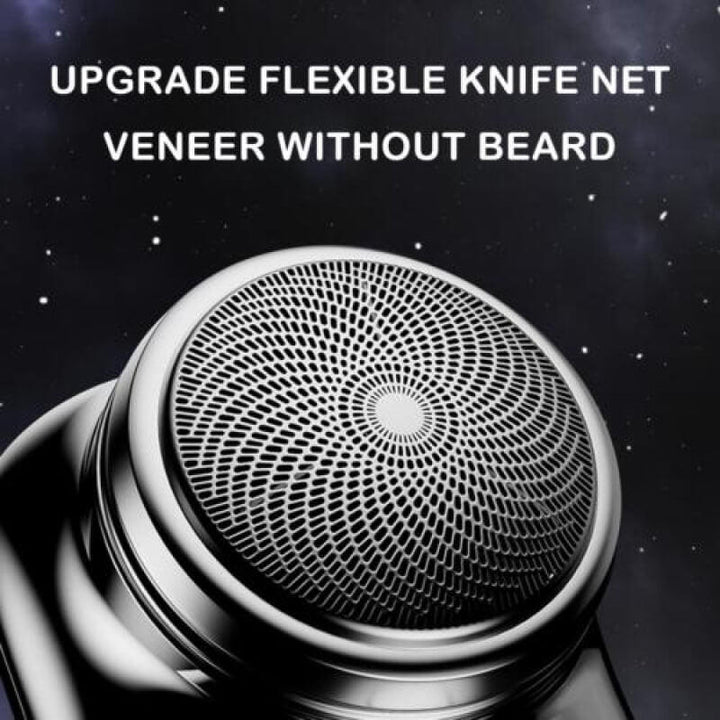 Small portable electric shaver for men, ideal for precision beard trimming and travel grooming.