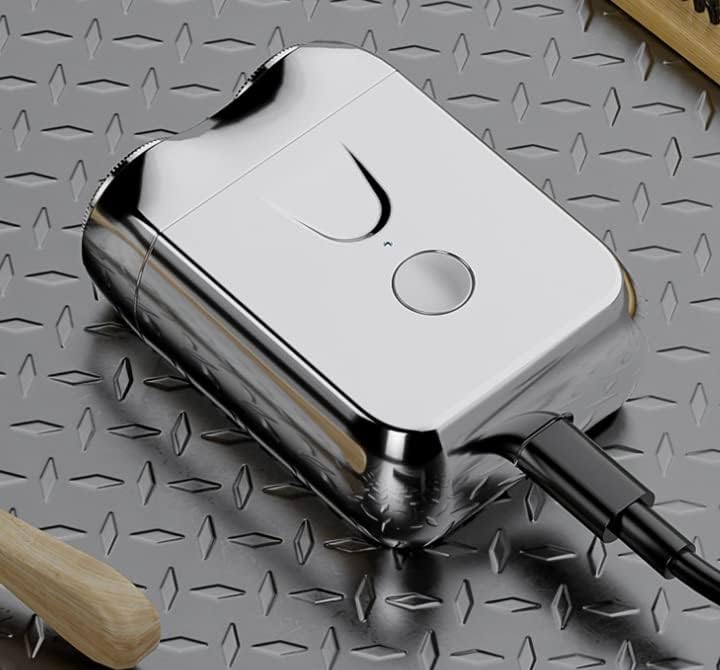 Sleek men's portable electric rotary shaver for smooth face & body grooming, designed for wet/dry use.