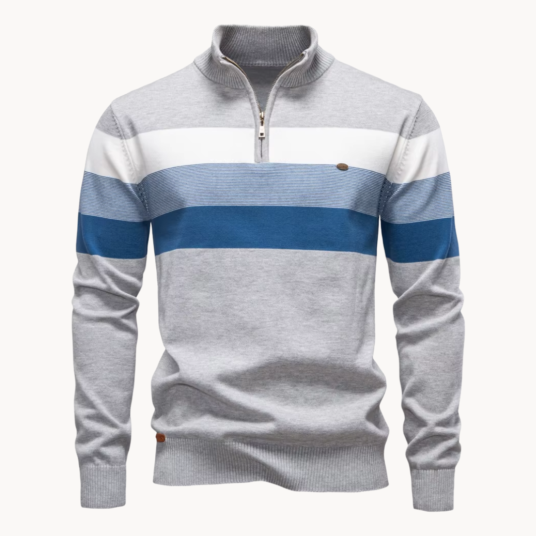 Men's Portofino quarter-zip sweater in navy. Stylish and versatile men's long-sleeve top for smart casual wear.