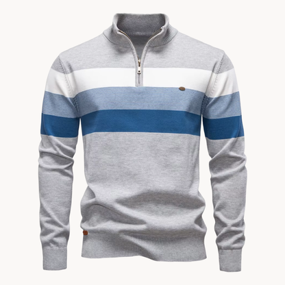 Men's Portofino quarter-zip sweater in navy. Stylish and versatile men's long-sleeve top for smart casual wear.