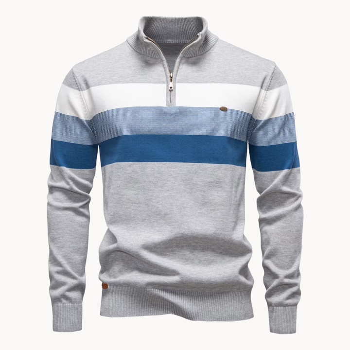 Men's Portofino quarter-zip sweater in navy. Stylish and versatile men's long-sleeve top for smart casual wear.