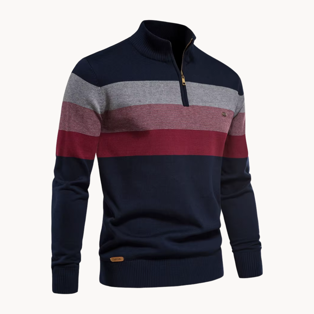 Men's long-sleeve quarter-zip pullover in a subtle pattern. Sophisticated Portofino sweater for refined style.