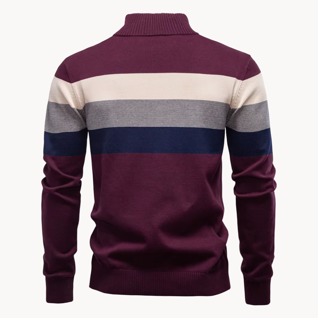 Casual men's quarter-zip sweater. Durable and soft Portofino pullover, essential for versatile menswear.