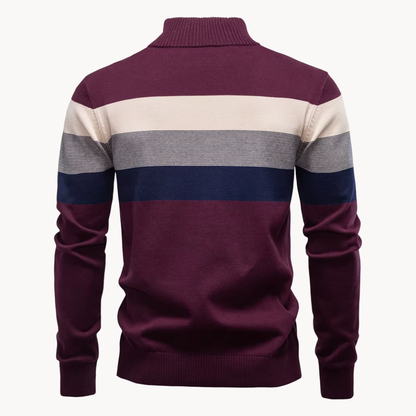 Casual men's quarter-zip sweater. Durable and soft Portofino pullover, essential for versatile menswear.