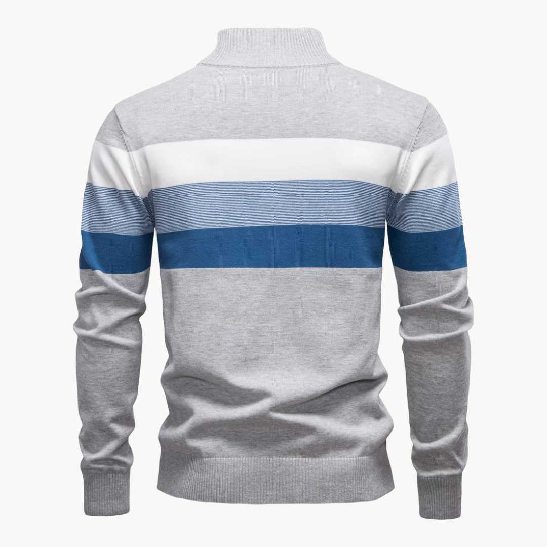 Elegant men's quarter-zip sweater. High-quality Portofino pullover for a timeless and versatile smart casual wardrobe.