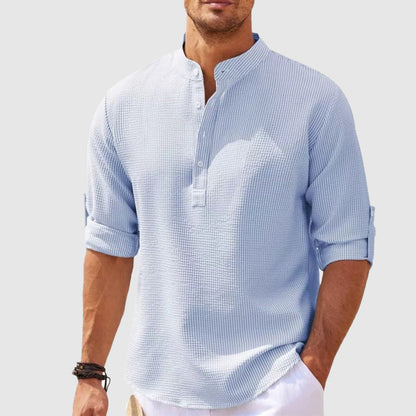 Men's Positano Henley shirt, relaxed fit, ideal for casual summer style and warm weather comfort.