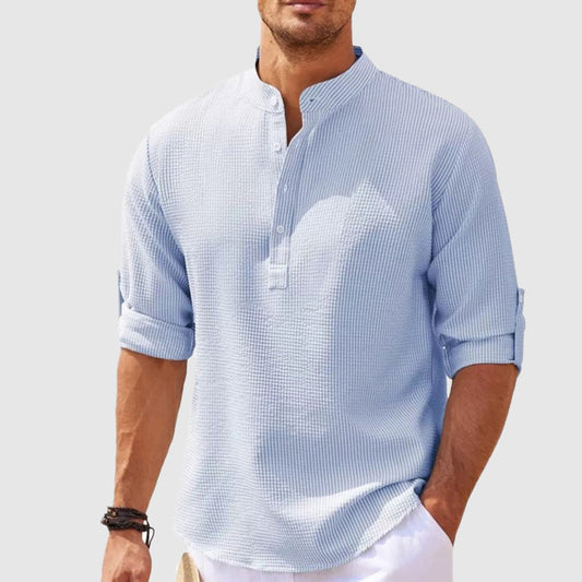 Men's Positano Henley shirt, relaxed fit, ideal for casual summer style and warm weather comfort.