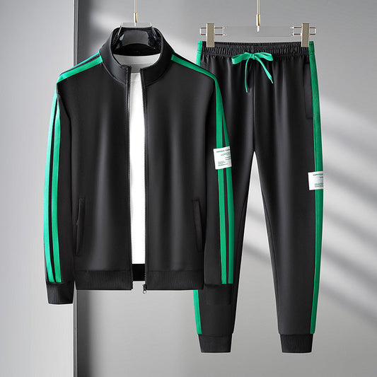 Men's premium athletic tracksuit set in navy blue, perfect for sporty comfort & style. Matching activewear for training.