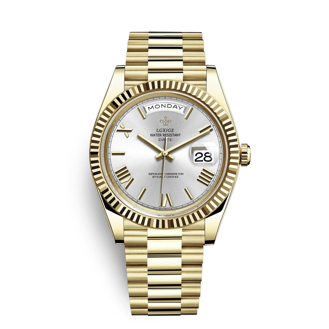 Fashion-forward men's automatic watch. Classic design with practical day & date function.