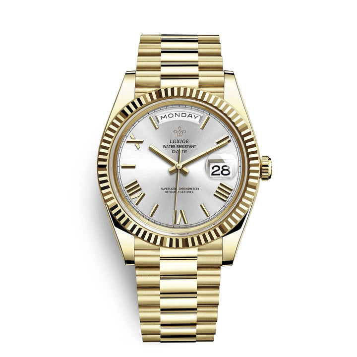 Fashion-forward men's automatic watch. Classic design with practical day & date function.