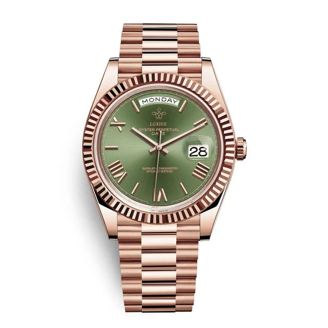 Premium men's automatic day-date watch for a sophisticated look. Classic and elegant.