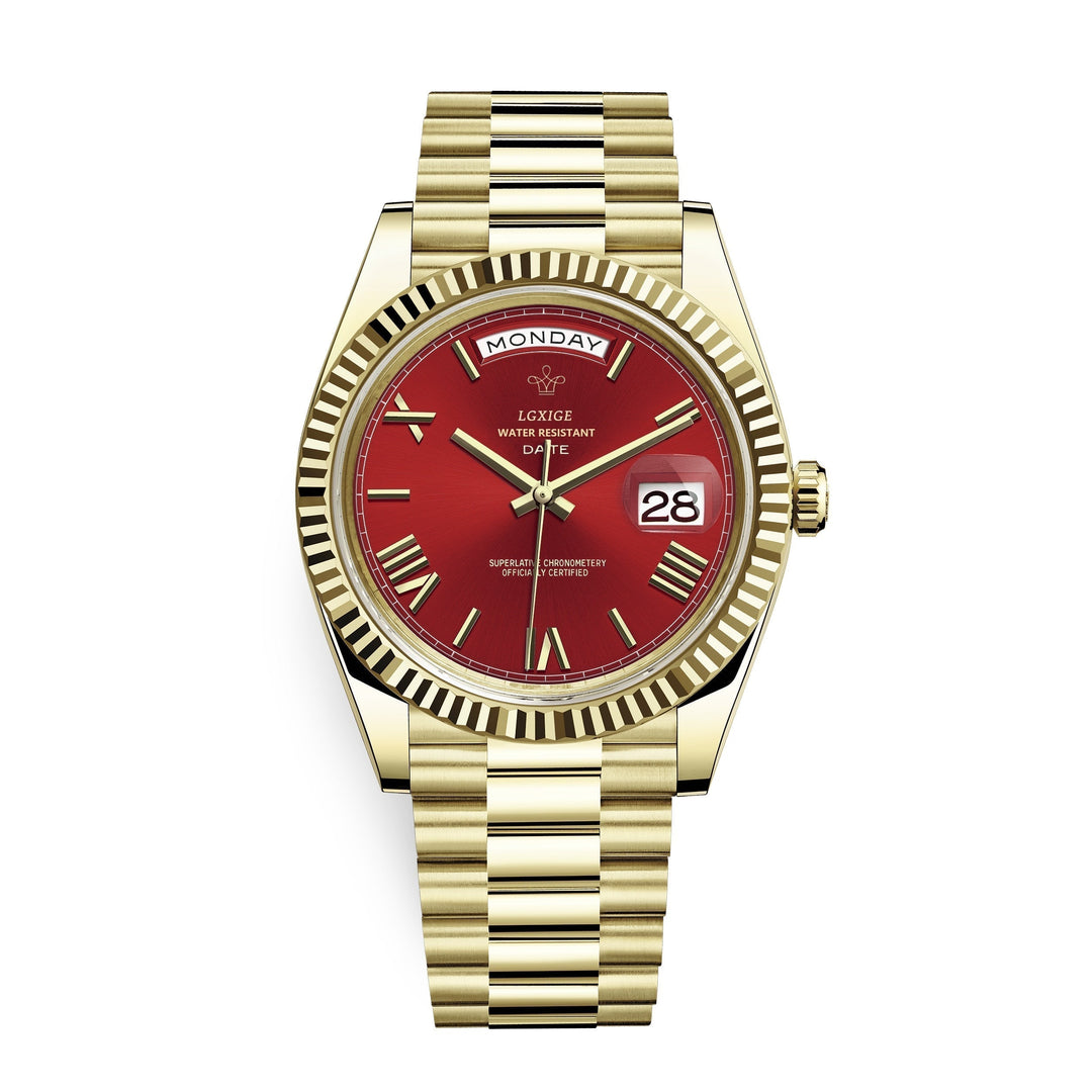 Stylish men's automatic watch on wrist. Classic, durable design for everyday elegance.