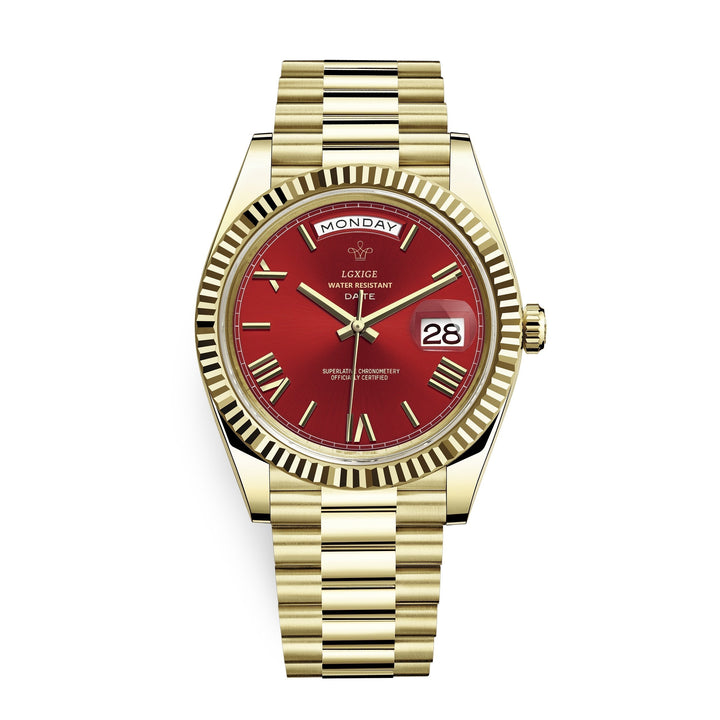 Stylish men's automatic watch on wrist. Classic, durable design for everyday elegance.
