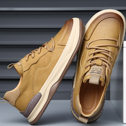 Gray men's durable casual sneakers, premium comfort footwear.