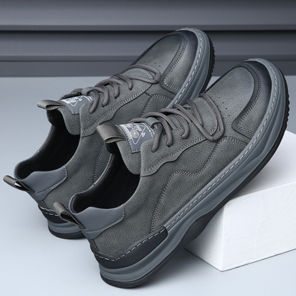 Gray men's everyday sneakers, premium comfort & casual style.