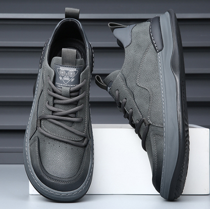 Green men's comfort casual shoes, stylish & durable walking sneakers.