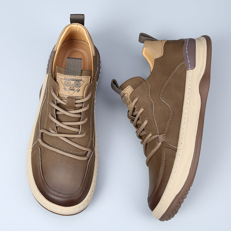 Durable men's brown comfort sneakers for casual everyday wear.