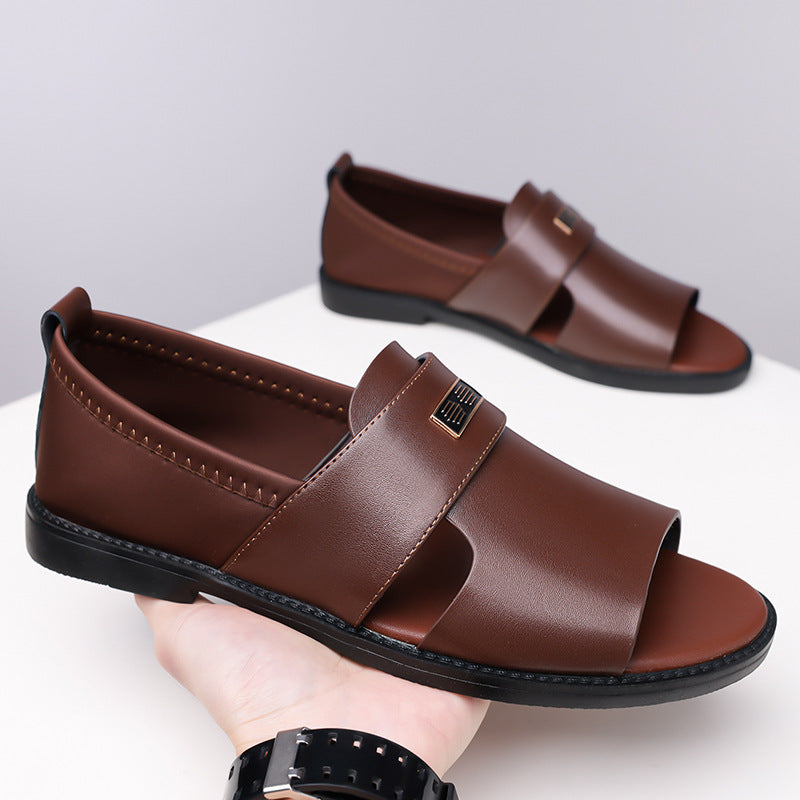 Pair of black men's premium comfort sandals, ready for everyday walking and casual summer adventures.