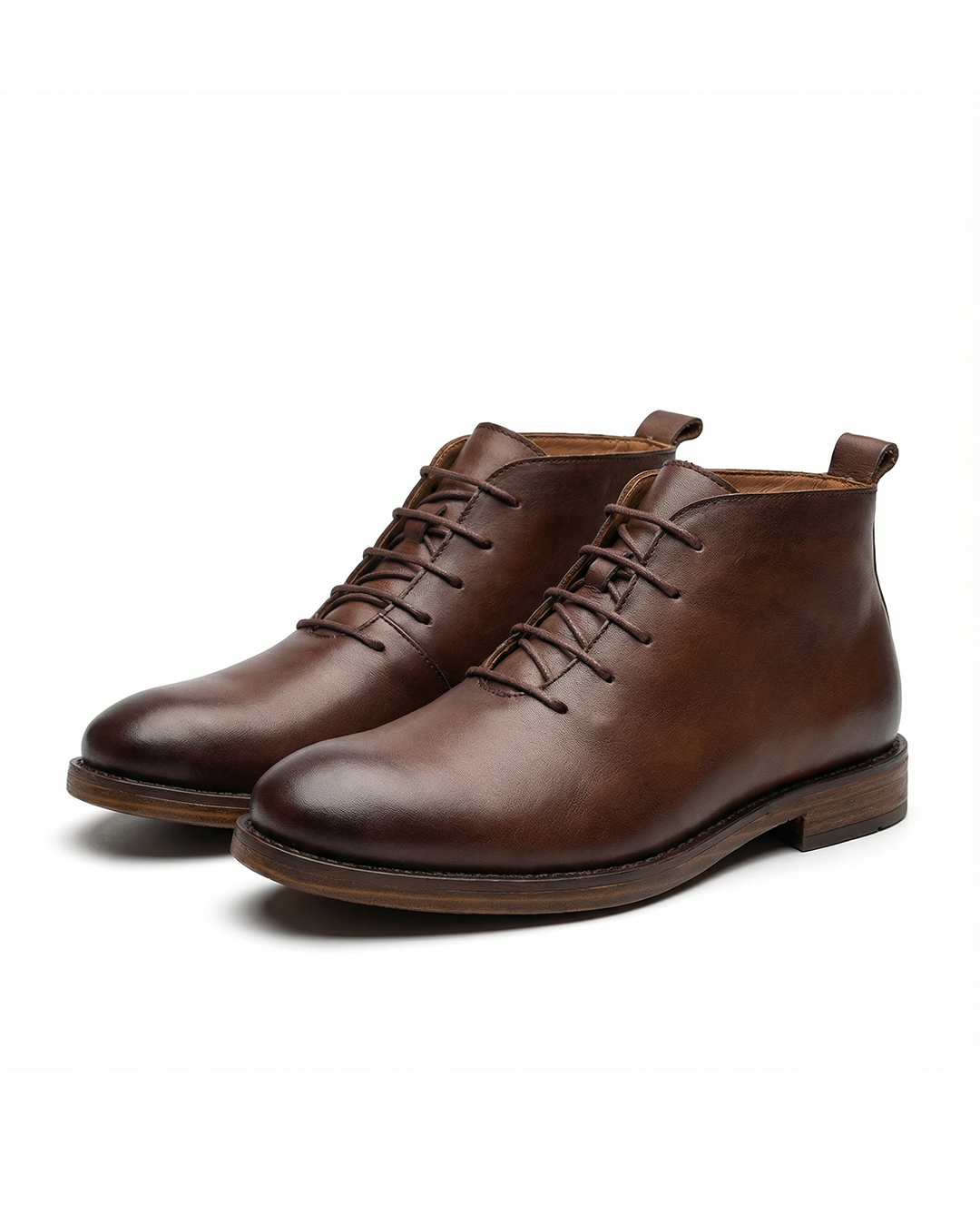 Men's premium brown leather comfort dress boots for versatile formal & casual fashion.