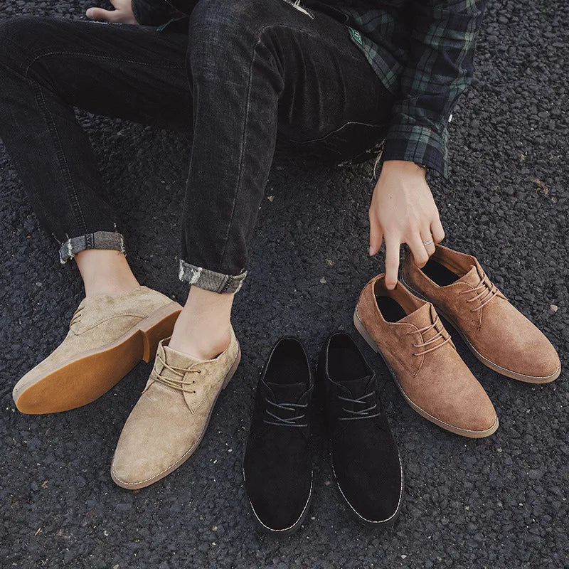 Detail of the comfortable, durable sole on men's premium suede Derby shoes for lasting wear.