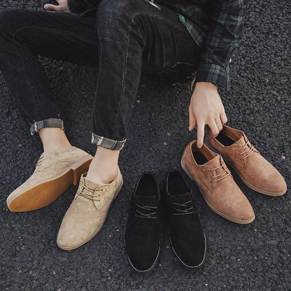 Detail of the comfortable, durable sole on men's premium suede Derby shoes for lasting wear.