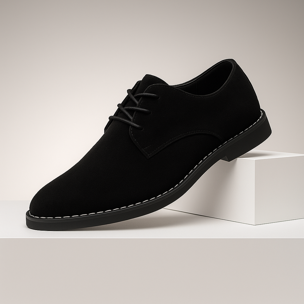 Stylish khaki suede Derby shoes for men, combining casual comfort with sophisticated fashion.