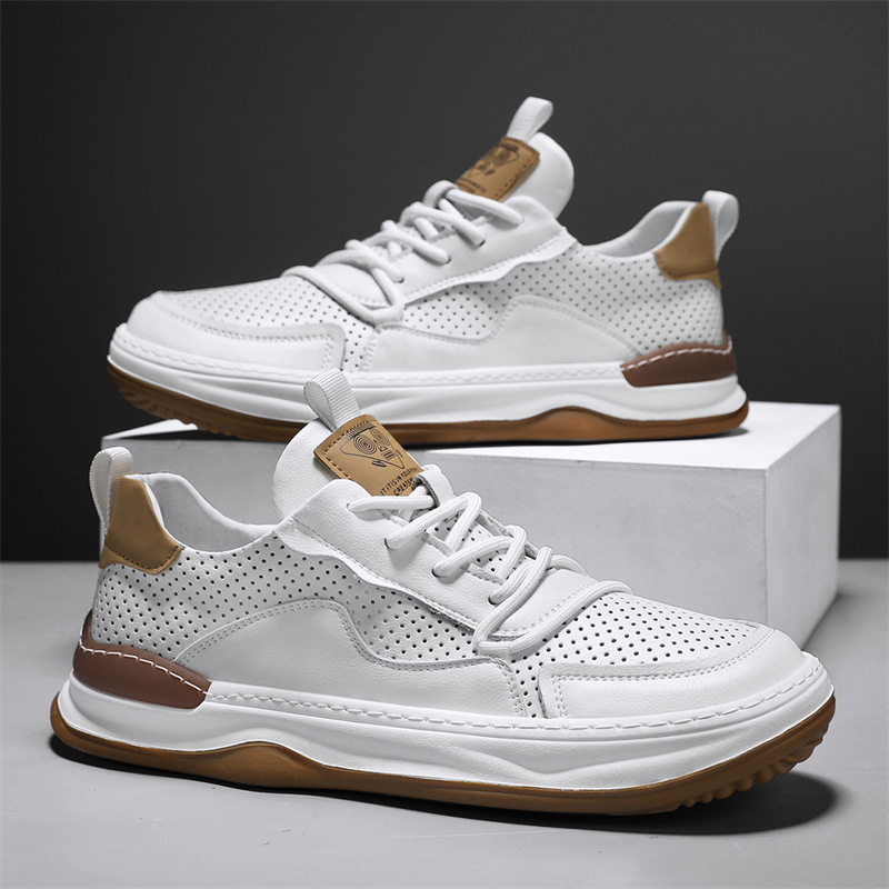 Lace-up men's sneakers, front view, providing superior comfort for active and casual lifestyles.