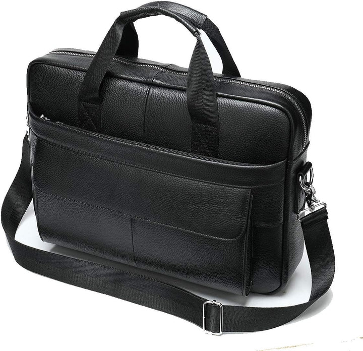 Durable premium leather travel briefcase, perfect for organizing your 15-inch laptop and documents on the go.