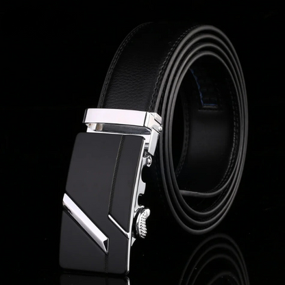 Gift for him: Durable men's leather ratchet belt, stylish cowhide with easy-to-use automatic buckle.