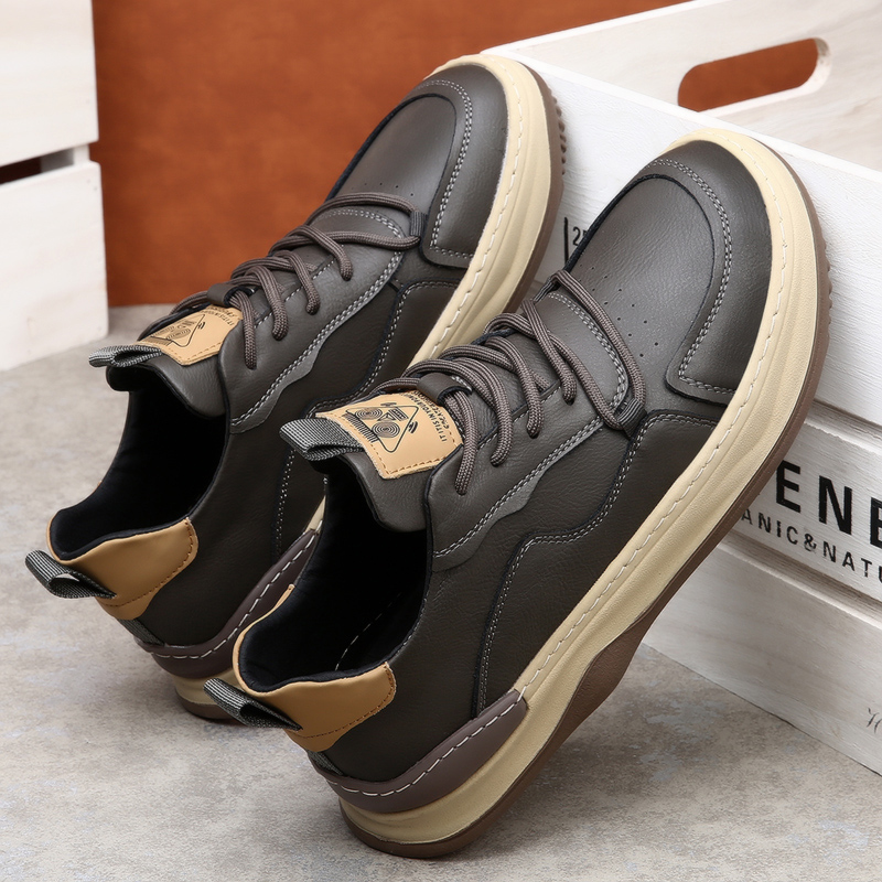Men's walking sneakers in motion, demonstrating cushioned support for active everyday wear.