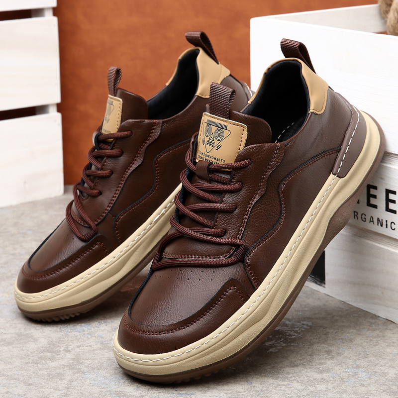 Stylish brown men's walking sneakers with premium cushioning for daily casual wear.