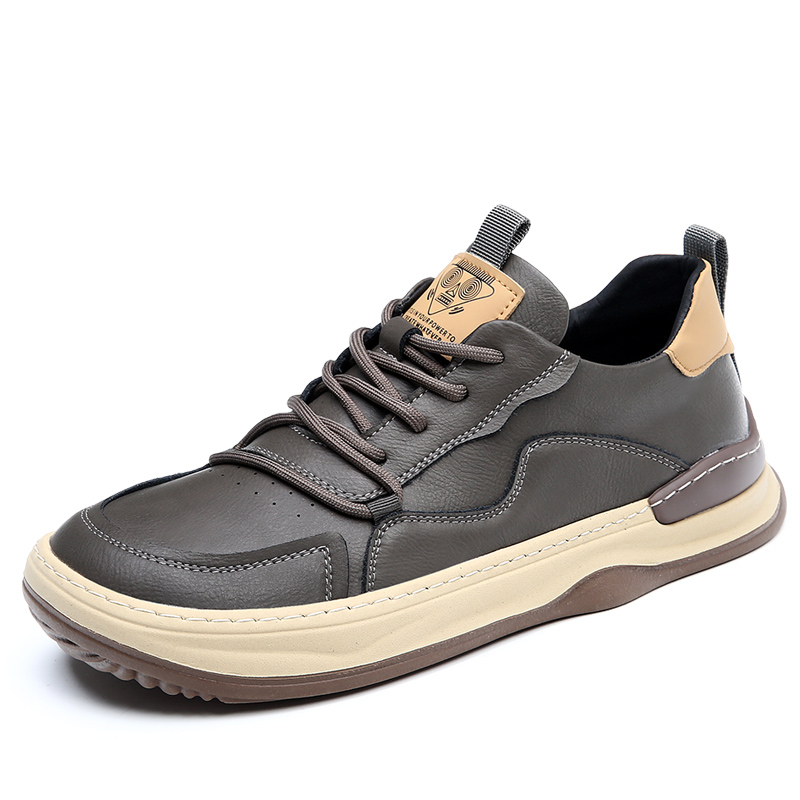 Close-up of durable outsole on men's walking sneakers, engineered for traction and support.