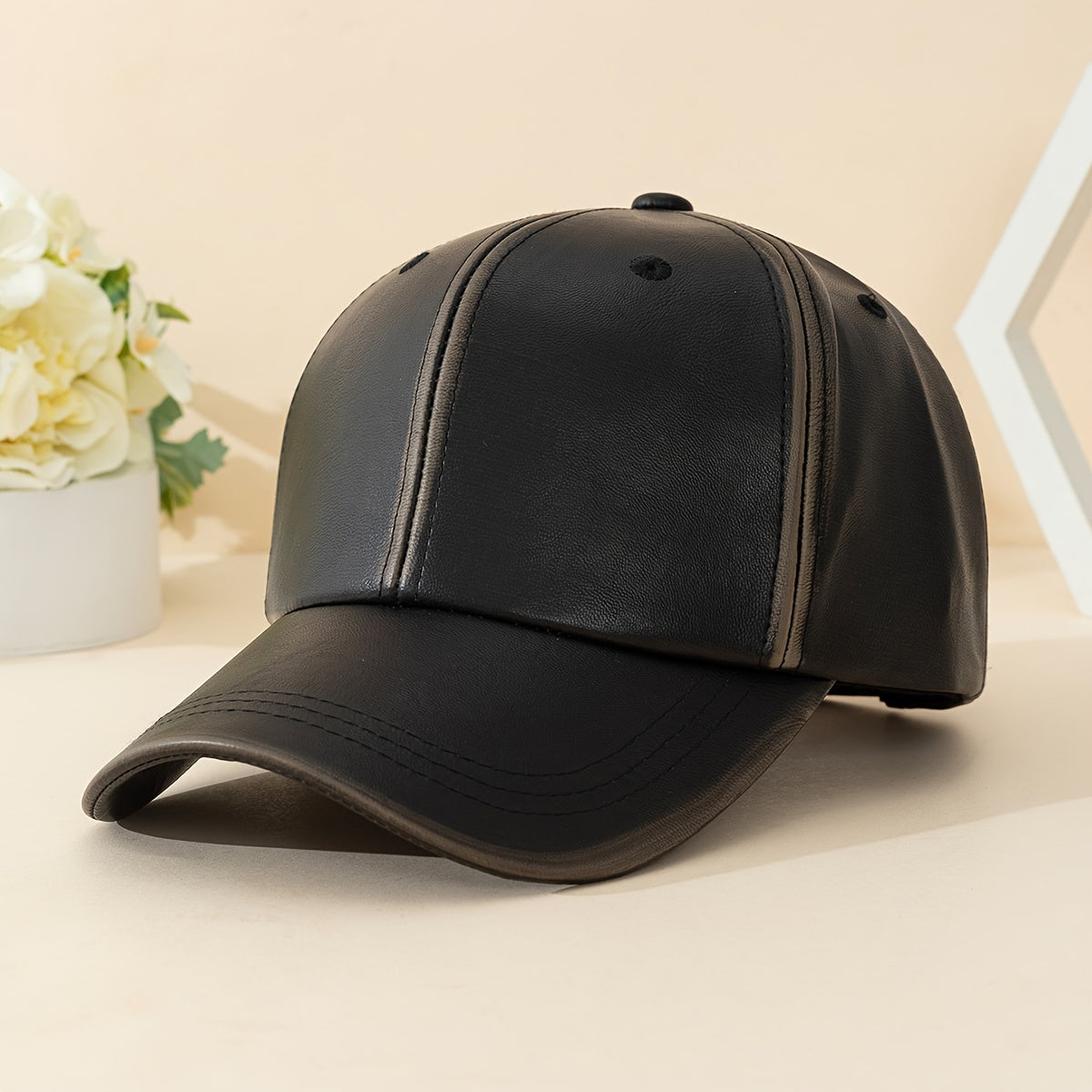 Men's premium leather hat, a stylish and rugged accessory for classic fashion.