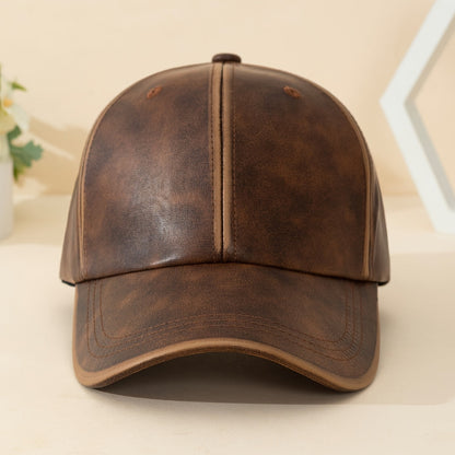 Black men's leather hat, a rugged and fashionable accessory for any modern look.