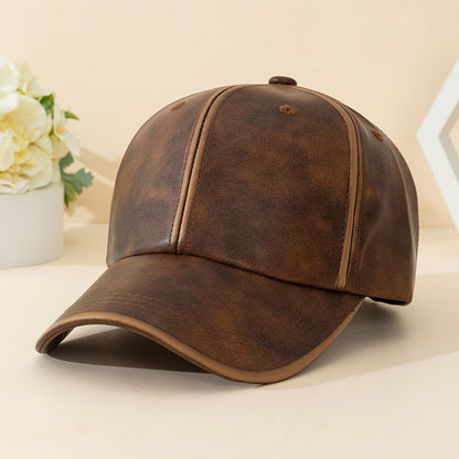 Stylish men's leather hat, a versatile accessory perfect for rugged outdoor or urban fashion.