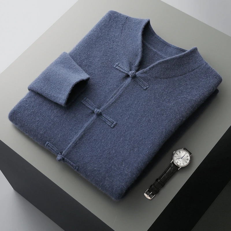 Versatile men's lightweight cardigan, ideal for year-round layering & classic fashion.