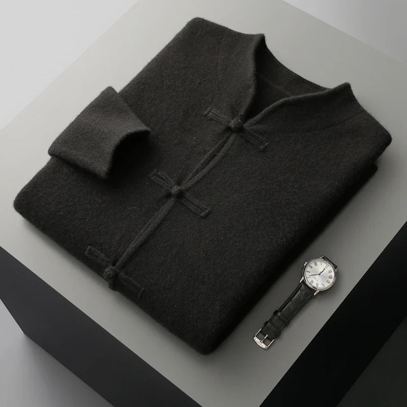 Stylish men's lightweight cardigan for spring/fall, soft & comfortable knitwear.
