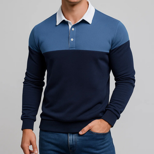 Men's premium long sleeve cotton polo shirt in a tailored fit. Perfect for smart casual wear & classic style.