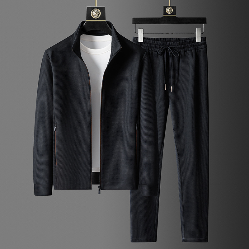 Men's premium navy tracksuit set. Stylish two-piece loungewear with zip-up hoodie & track pants. Comfortable activewear.