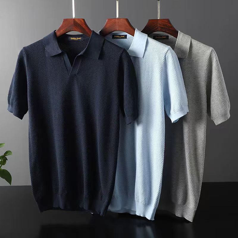 Breathable men's summer polo, short sleeve, offering comfort and style for daily wear.