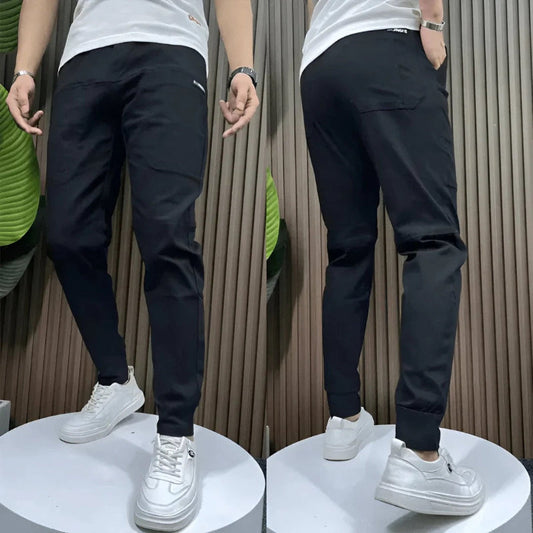 Men's premium slim fit cargo pants in a modern tailored style, perfect for contemporary casual wear.